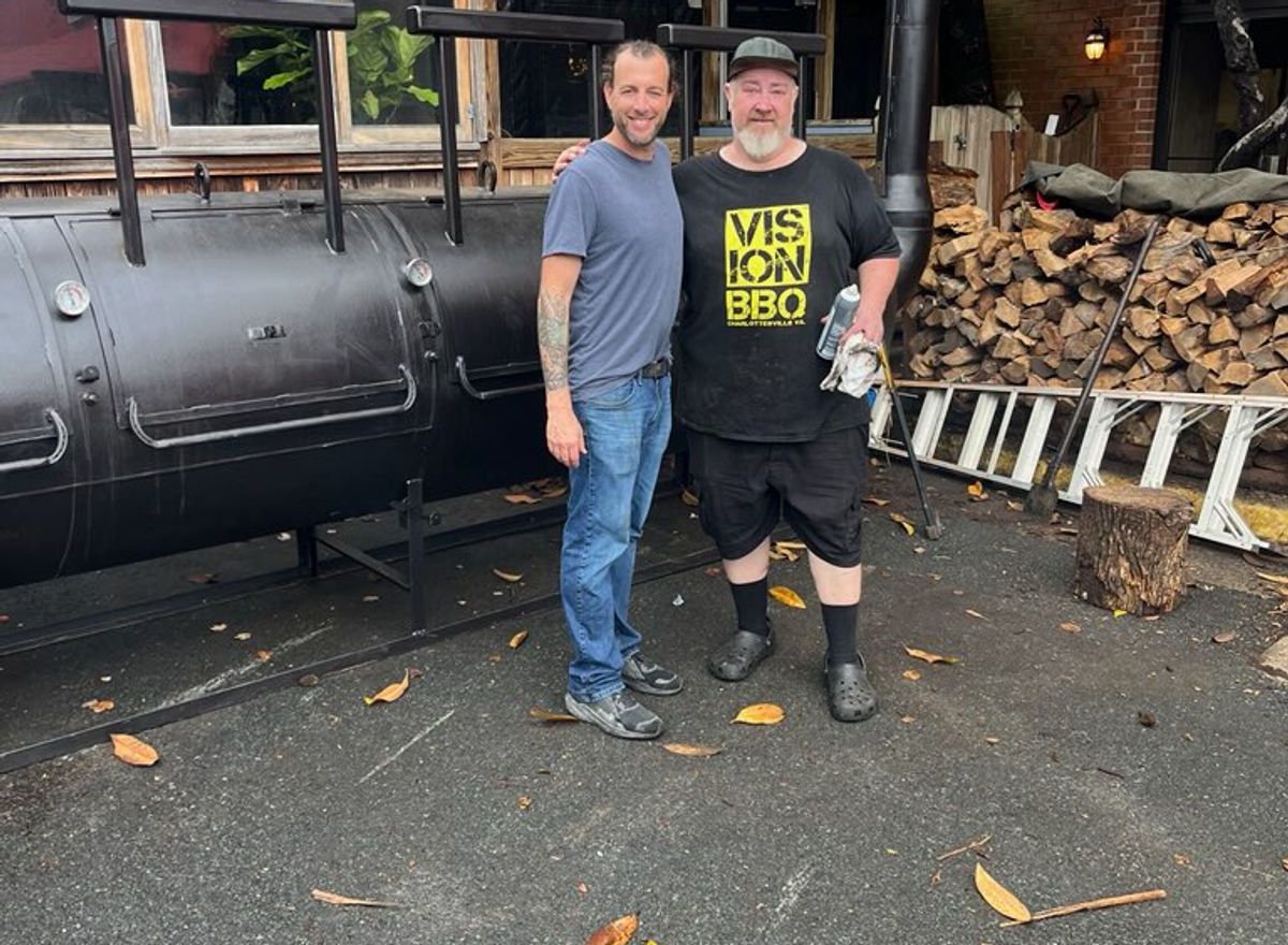 Mike Blevins and Donnie Barber at the smoker